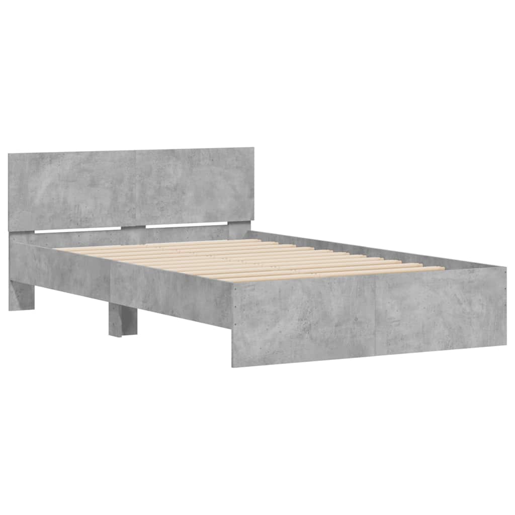 Giroletto con Testiera e LED Grigio Cemento 120x200 cm | homemem39