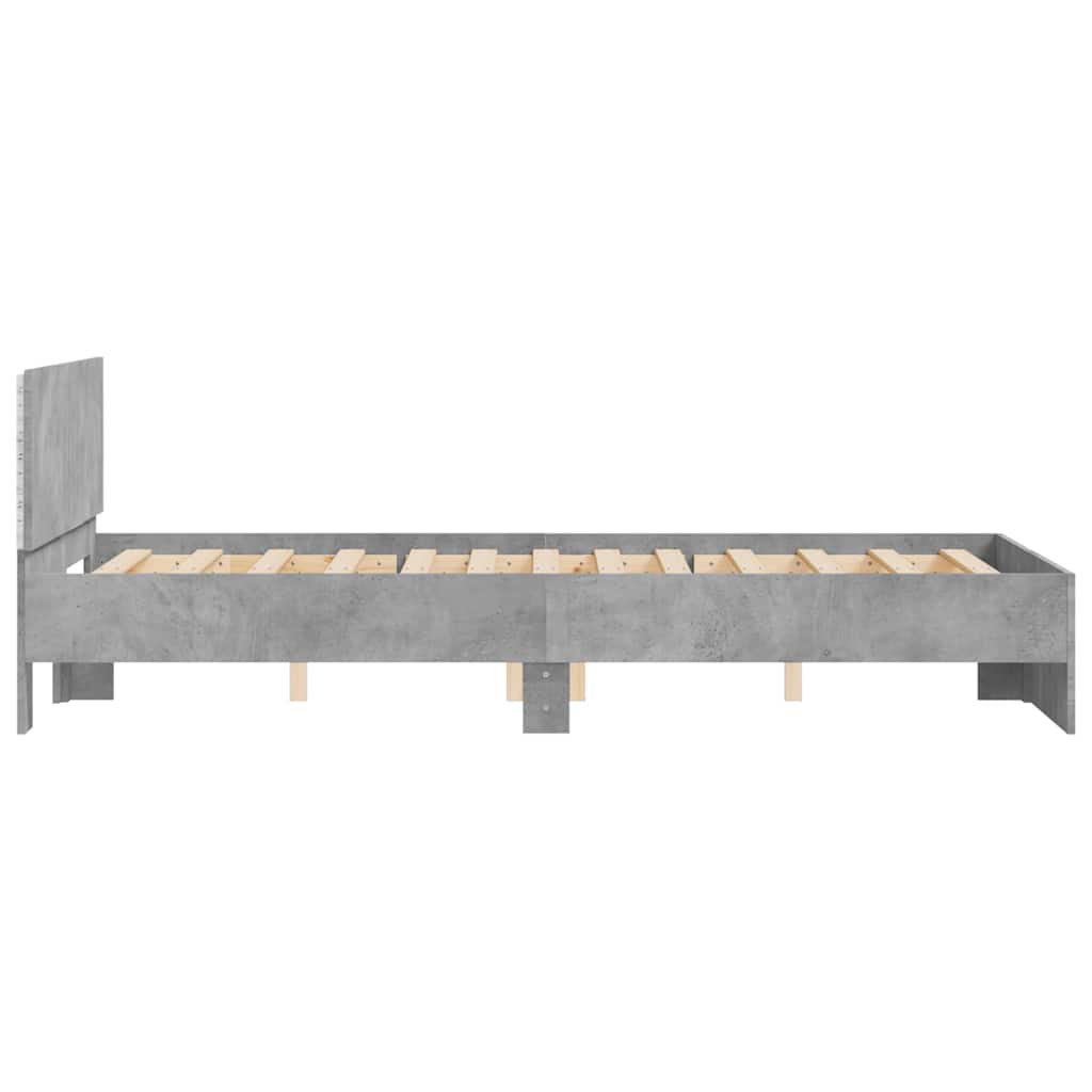 Giroletto con Testiera e LED Grigio Cemento 120x200 cm | homemem39