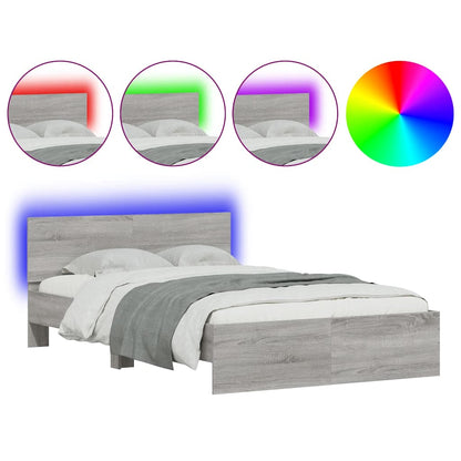 Giroletto con Testiera e LED Grigio Sonoma 120x200 cm | homemem39