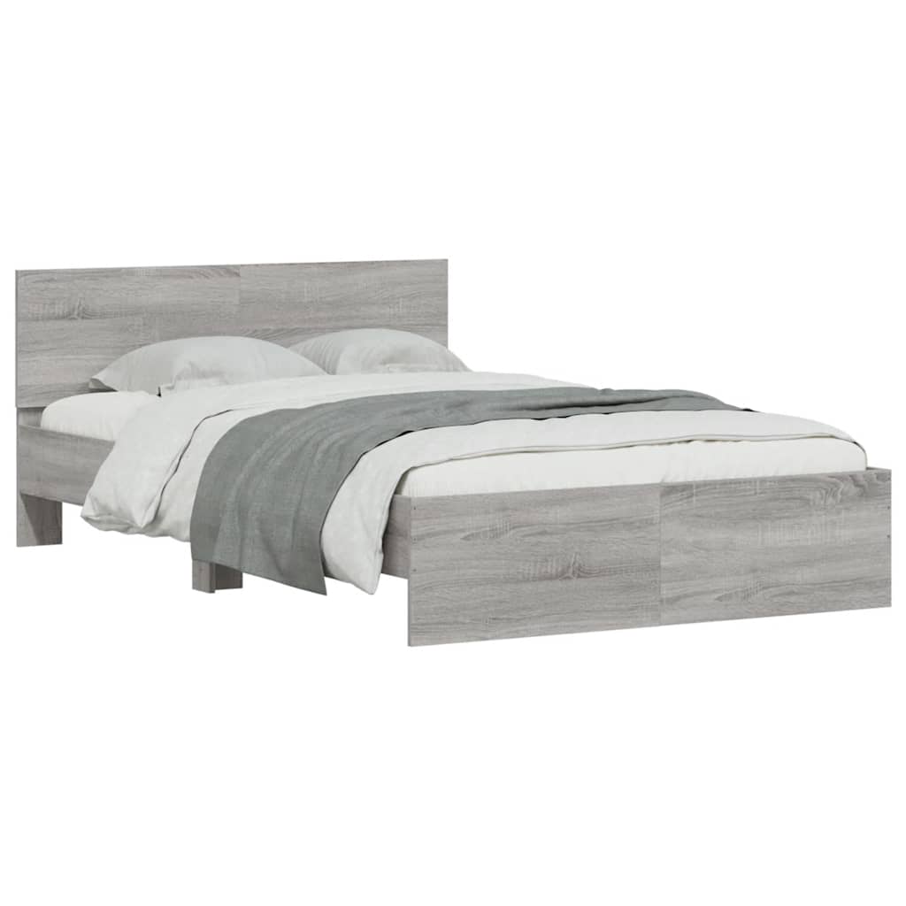 Giroletto con Testiera e LED Grigio Sonoma 120x200 cm | homemem39