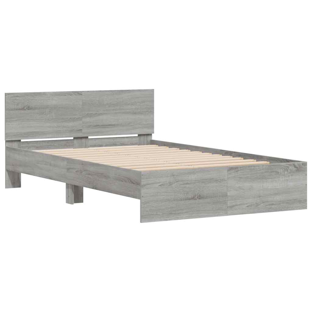 Giroletto con Testiera e LED Grigio Sonoma 120x200 cm | homemem39