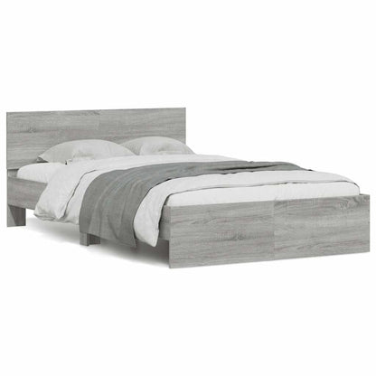 Giroletto con Testiera e LED Grigio Sonoma 120x200 cm | homemem39