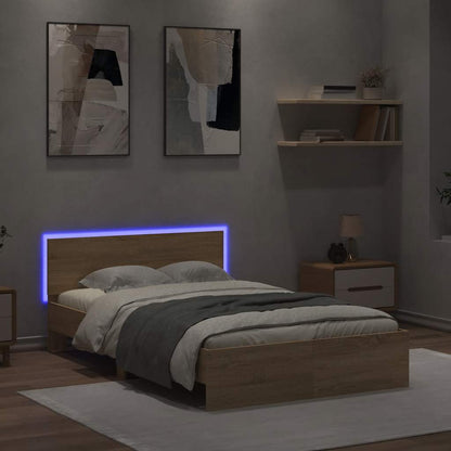Giroletto con Testiera e LED Rovere Sonoma 140x190 cm | homemem39