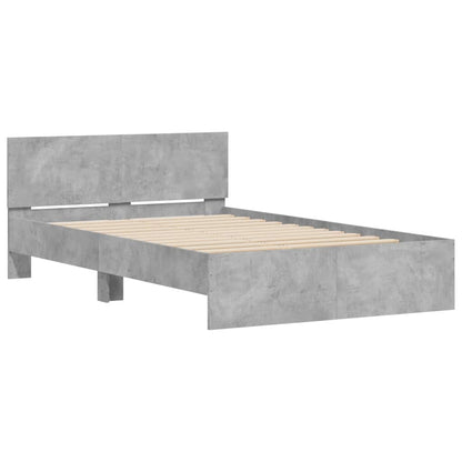 Giroletto con Testiera e LED Grigio Cemento 140x190 cm | homemem39