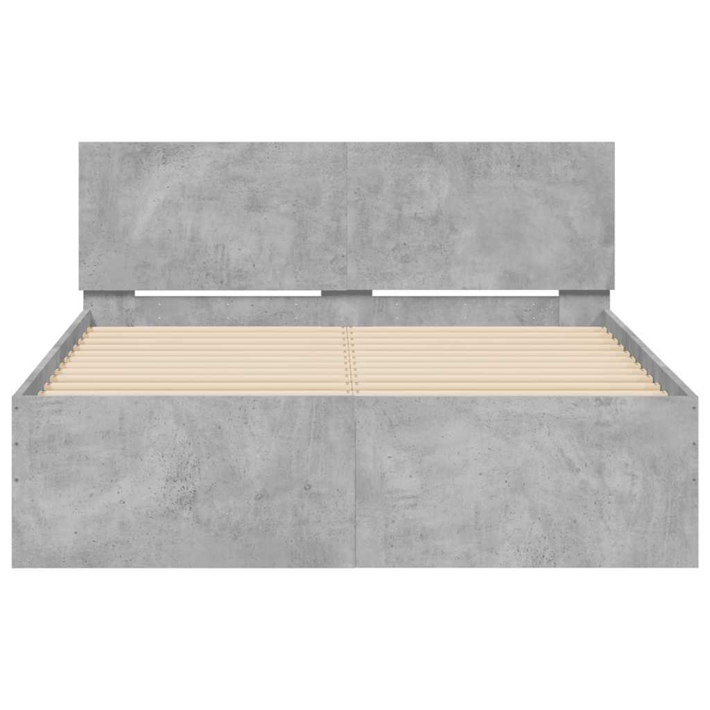 Giroletto con Testiera e LED Grigio Cemento 140x190 cm | homemem39