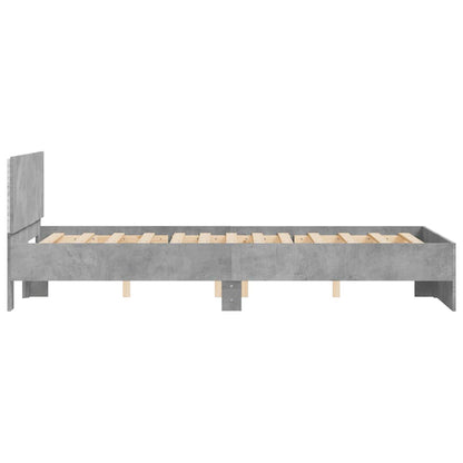 Giroletto con Testiera e LED Grigio Cemento 140x190 cm | homemem39