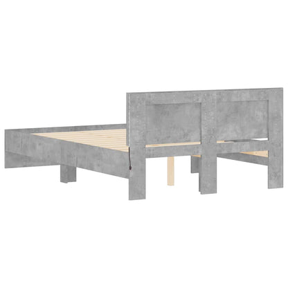 Giroletto con Testiera e LED Grigio Cemento 140x190 cm | homemem39