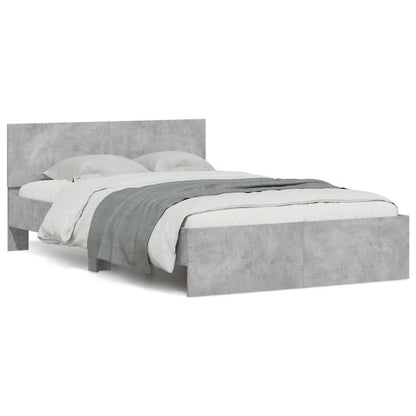 Giroletto con Testiera e LED Grigio Cemento 140x190 cm | homemem39