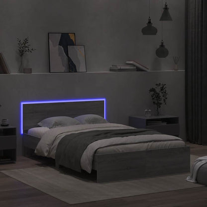 Giroletto con Testiera e LED Grigio Sonoma 140x190 cm | homemem39