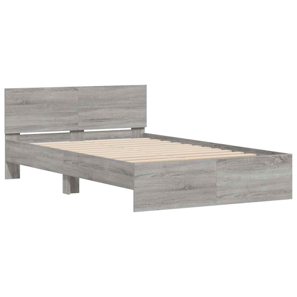 Giroletto con Testiera e LED Grigio Sonoma 140x190 cm | homemem39