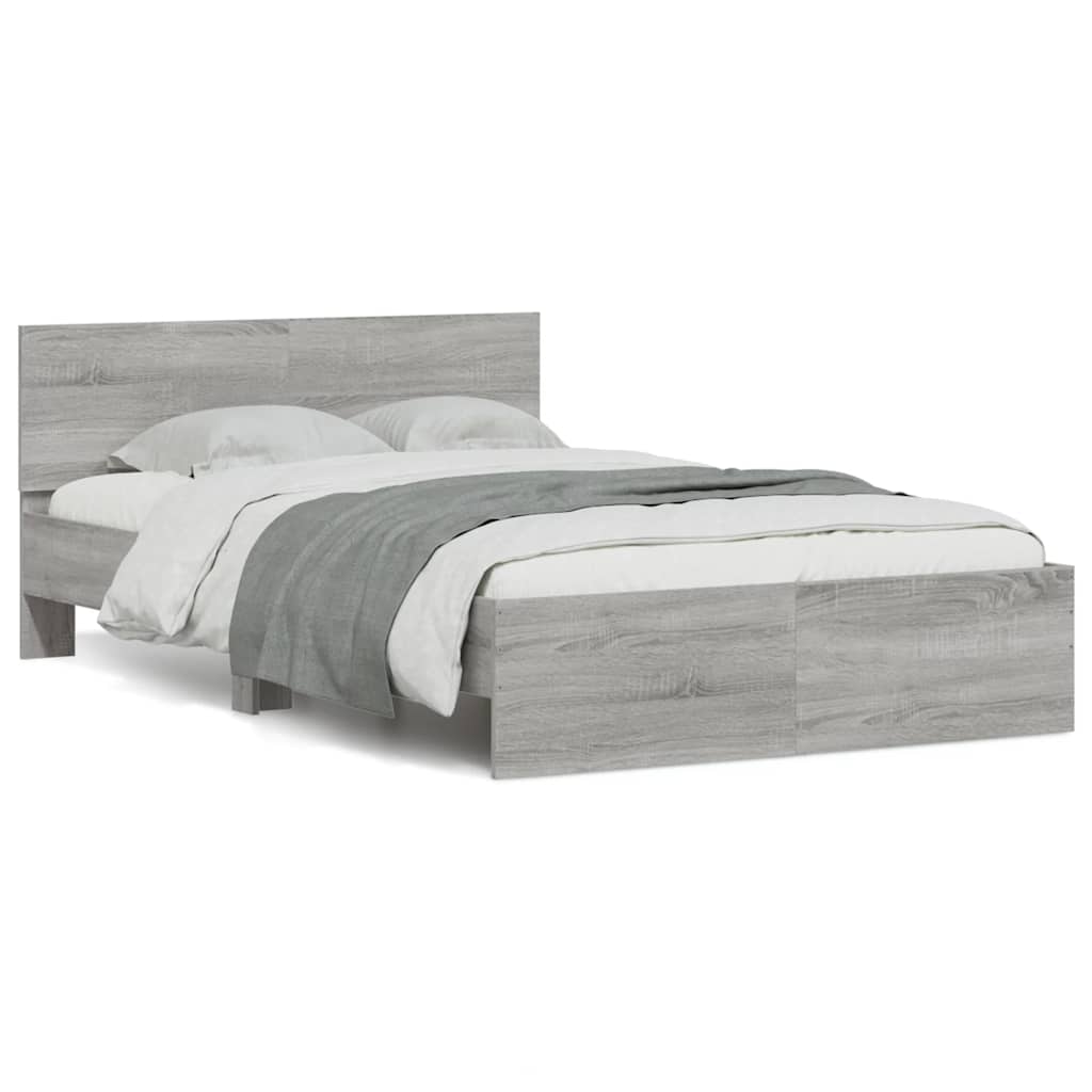 Giroletto con Testiera e LED Grigio Sonoma 140x190 cm | homemem39
