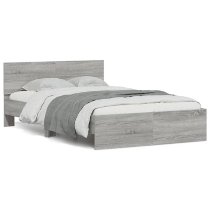 Giroletto con Testiera e LED Grigio Sonoma 140x190 cm | homemem39