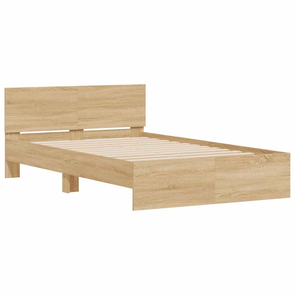 Giroletto con Testiera e LED Rovere Sonoma 135x190 cm | homemem39