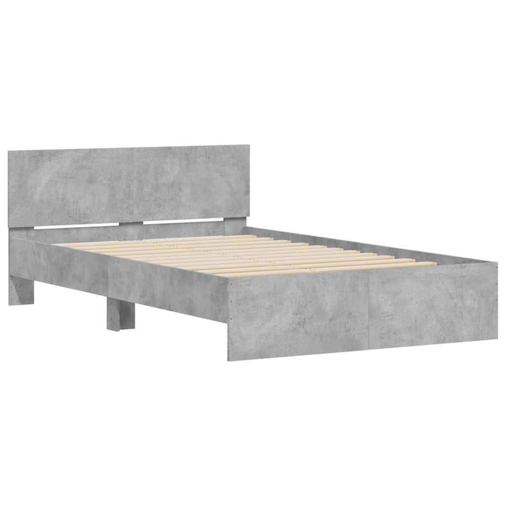 Giroletto con Testiera e LED Grigio Cemento 135x190 cm
