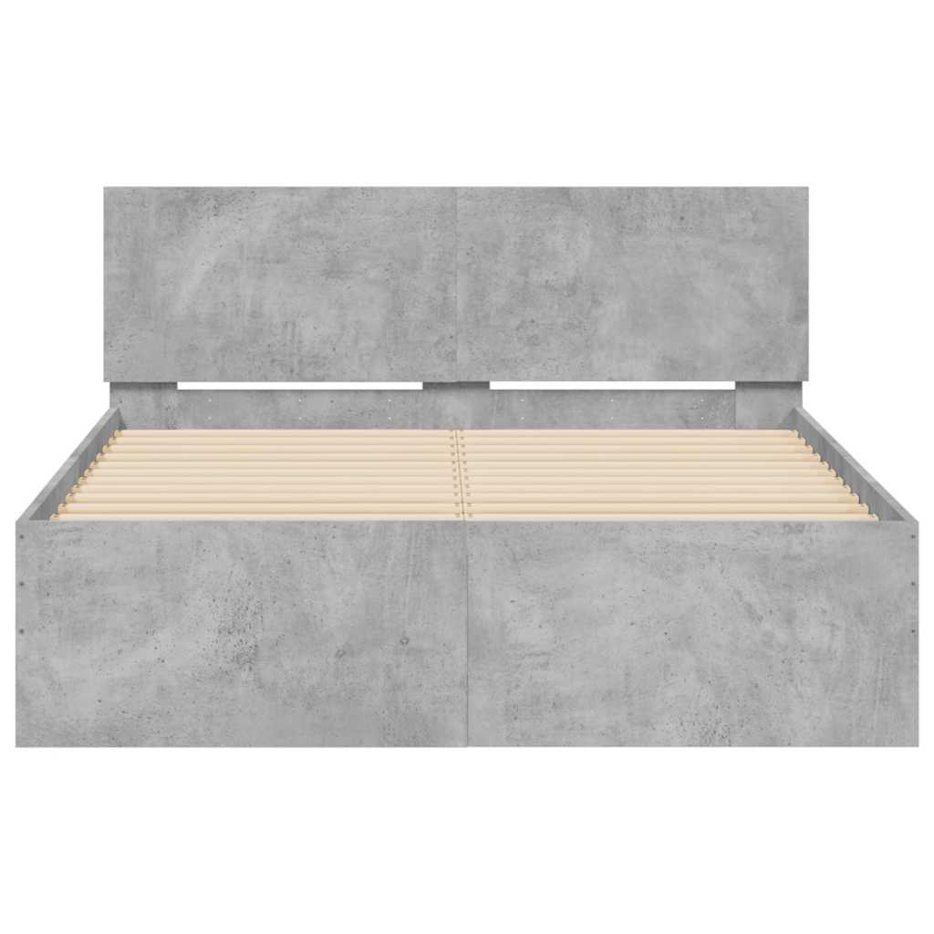 Giroletto con Testiera e LED Grigio Cemento 135x190 cm