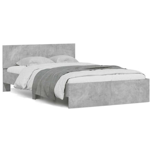 Giroletto con Testiera e LED Grigio Cemento 135x190 cm