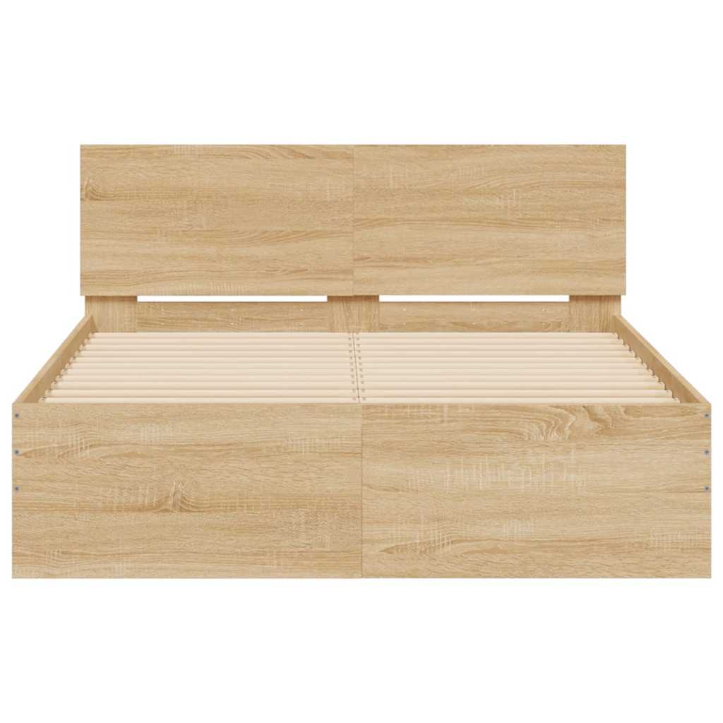 Giroletto con Testiera e LED Rovere Sonoma 120x190 cm | homemem39