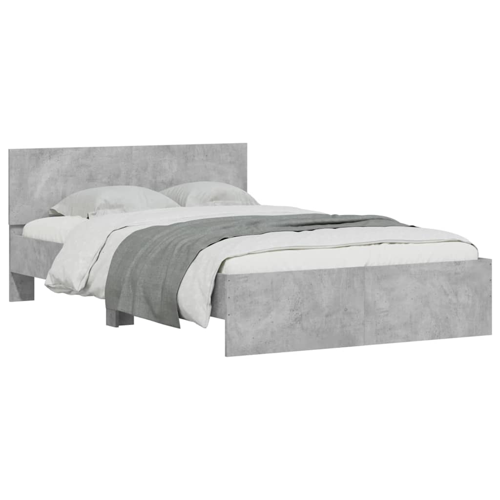 Giroletto con Testiera e LED Grigio Cemento 120x190 cm | homemem39