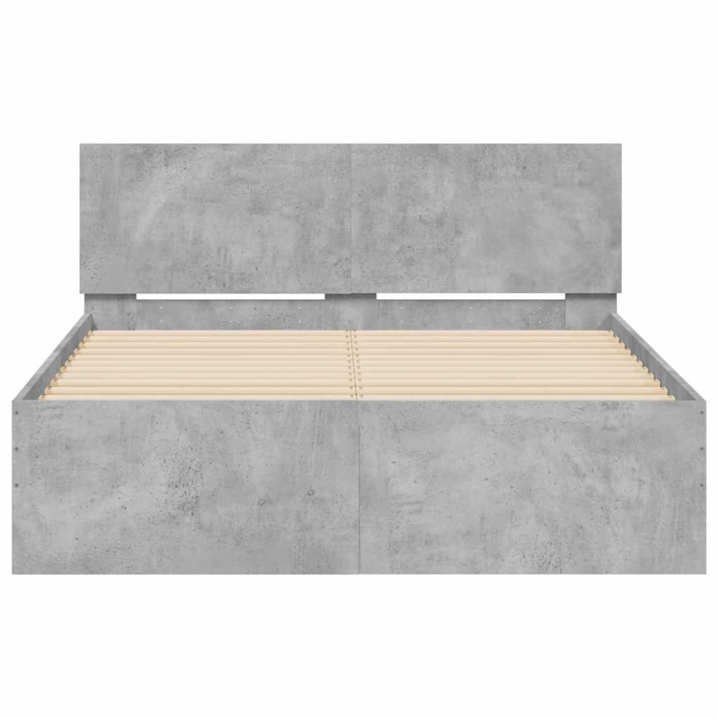 Giroletto con Testiera e LED Grigio Cemento 120x190 cm | homemem39