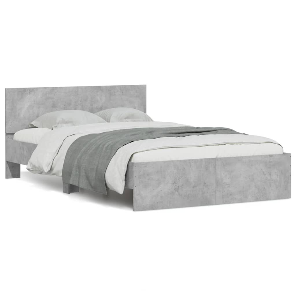 Giroletto con Testiera e LED Grigio Cemento 120x190 cm | homemem39