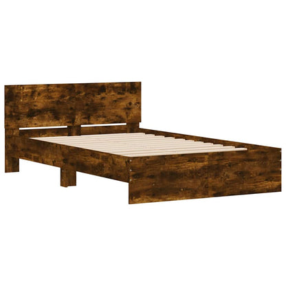 Giroletto con Testiera e LED Rovere Fumo 120x190 cm | homemem39