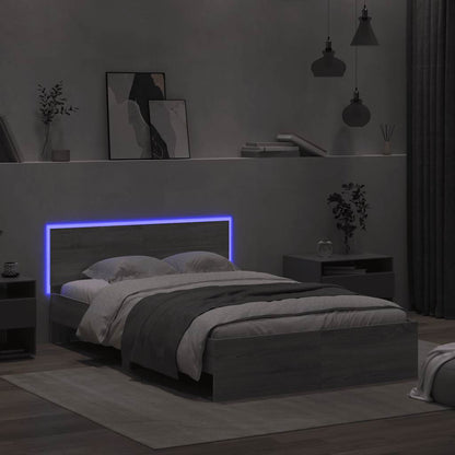 Giroletto con Testiera e LED Grigio Sonoma 120x190 cm