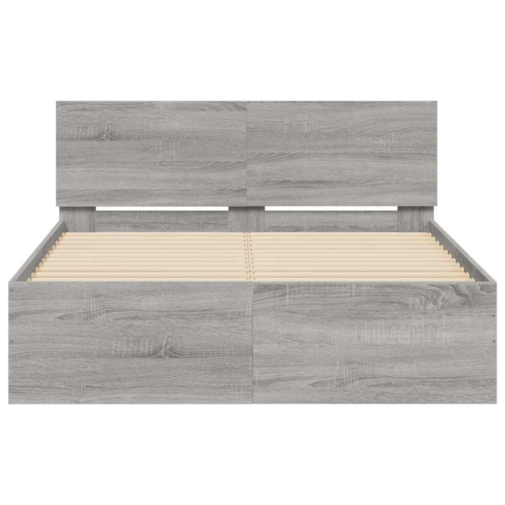 Giroletto con Testiera e LED Grigio Sonoma 120x190 cm
