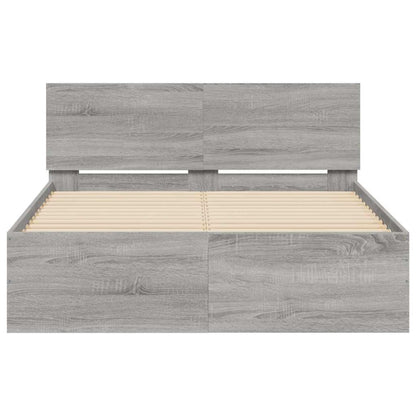 Giroletto con Testiera e LED Grigio Sonoma 120x190 cm