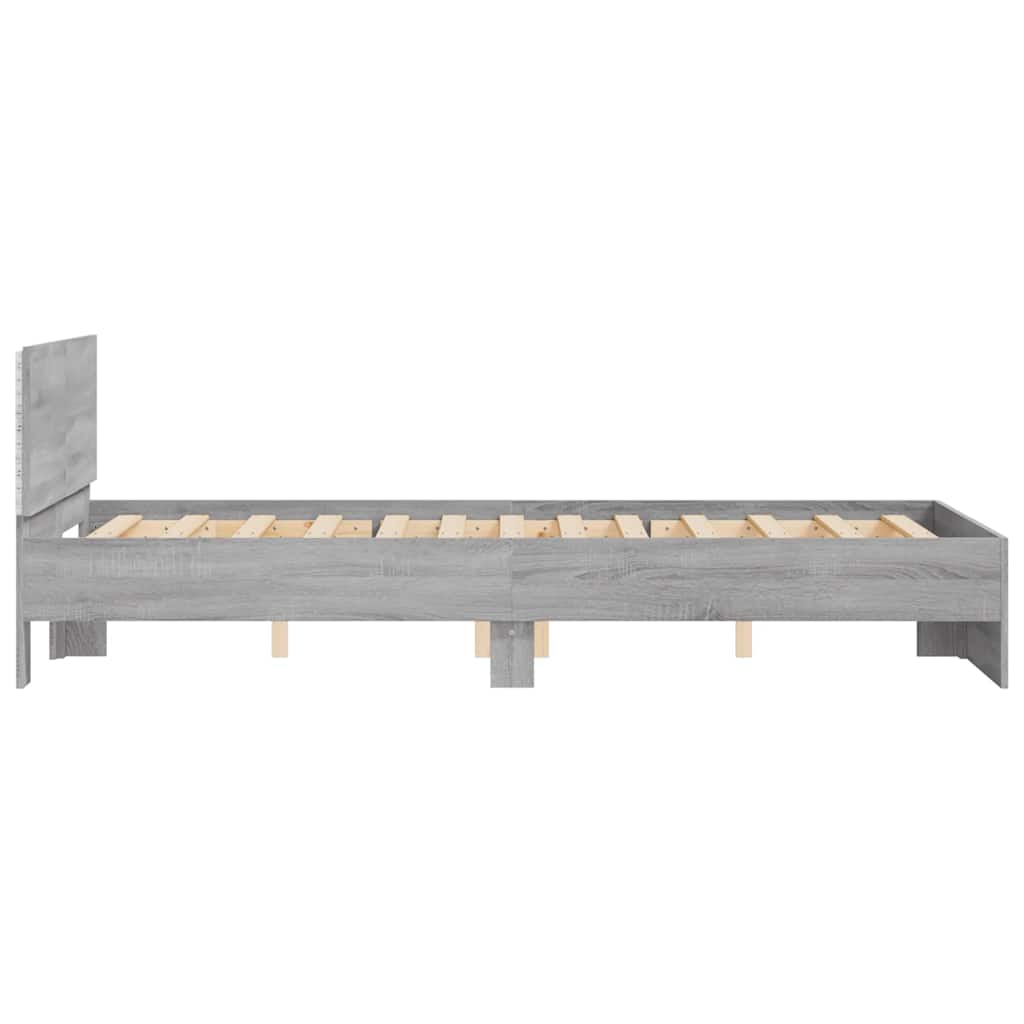 Giroletto con Testiera e LED Grigio Sonoma 120x190 cm