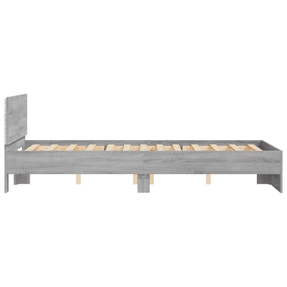 Giroletto con Testiera e LED Grigio Sonoma 120x190 cm