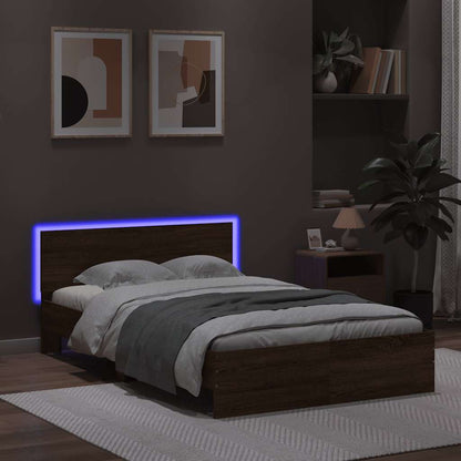 Giroletto con Testiera e LED Rovere Marrone 120x190 cm