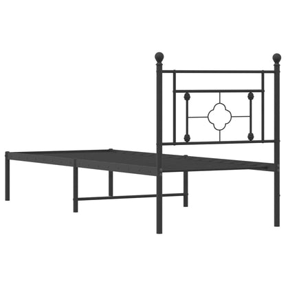 Giroletto con Testiera in Metallo Nero 75x190 cm