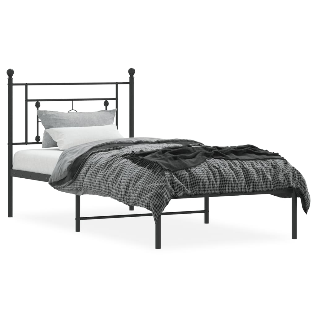 Giroletto con Testiera in Metallo Nero 90x190 cm | homemem39