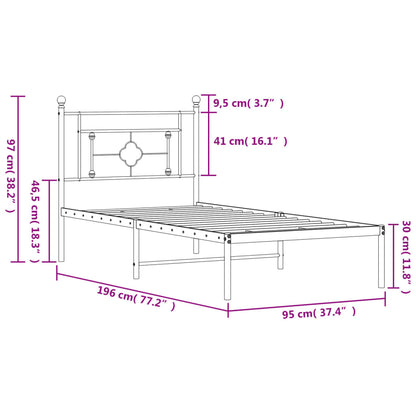 Giroletto con Testiera in Metallo Nero 90x190 cm | homemem39