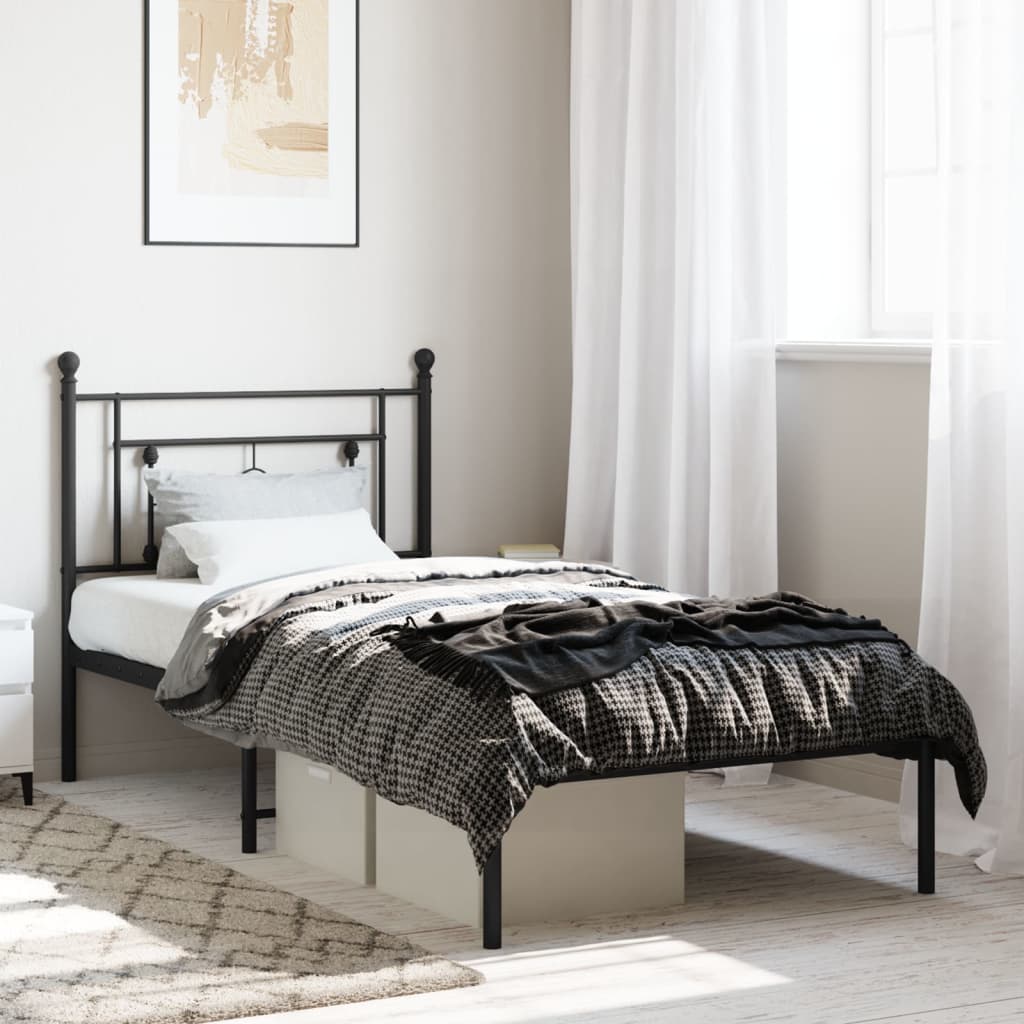 Giroletto con Testiera in Metallo Nero 90x190 cm | homemem39