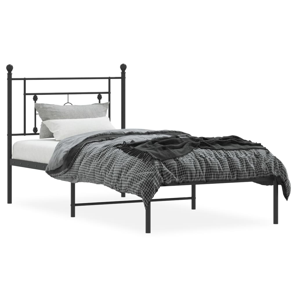 Giroletto con Testiera in Metallo Nero 90x200 cm | homemem39