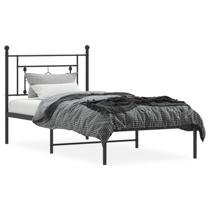 Giroletto con Testiera in Metallo Nero 90x200 cm | homemem39