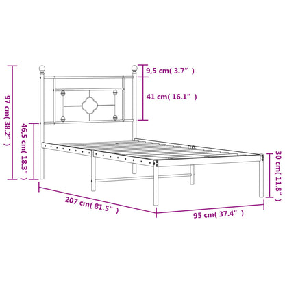 Giroletto con Testiera in Metallo Nero 90x200 cm | homemem39