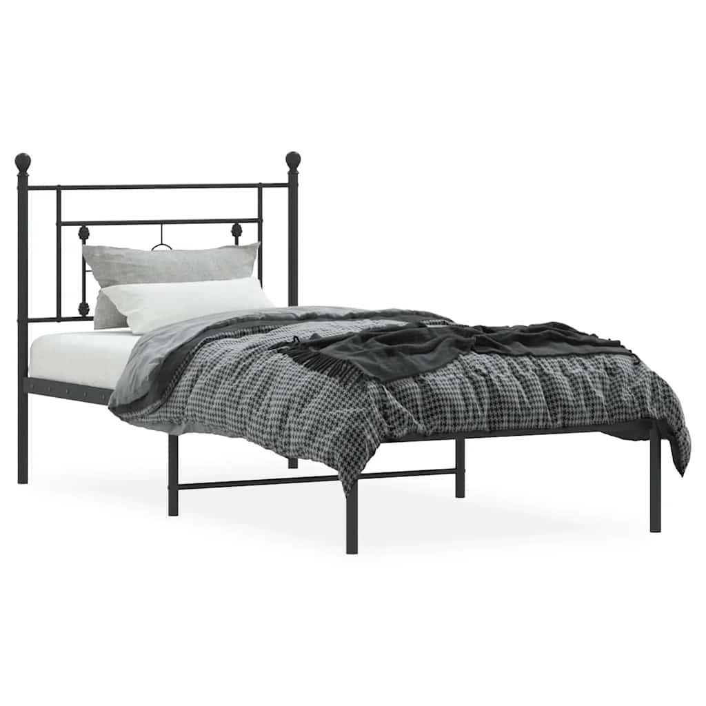 Giroletto con Testiera Metallo Nero 100x200 cm | homemem39