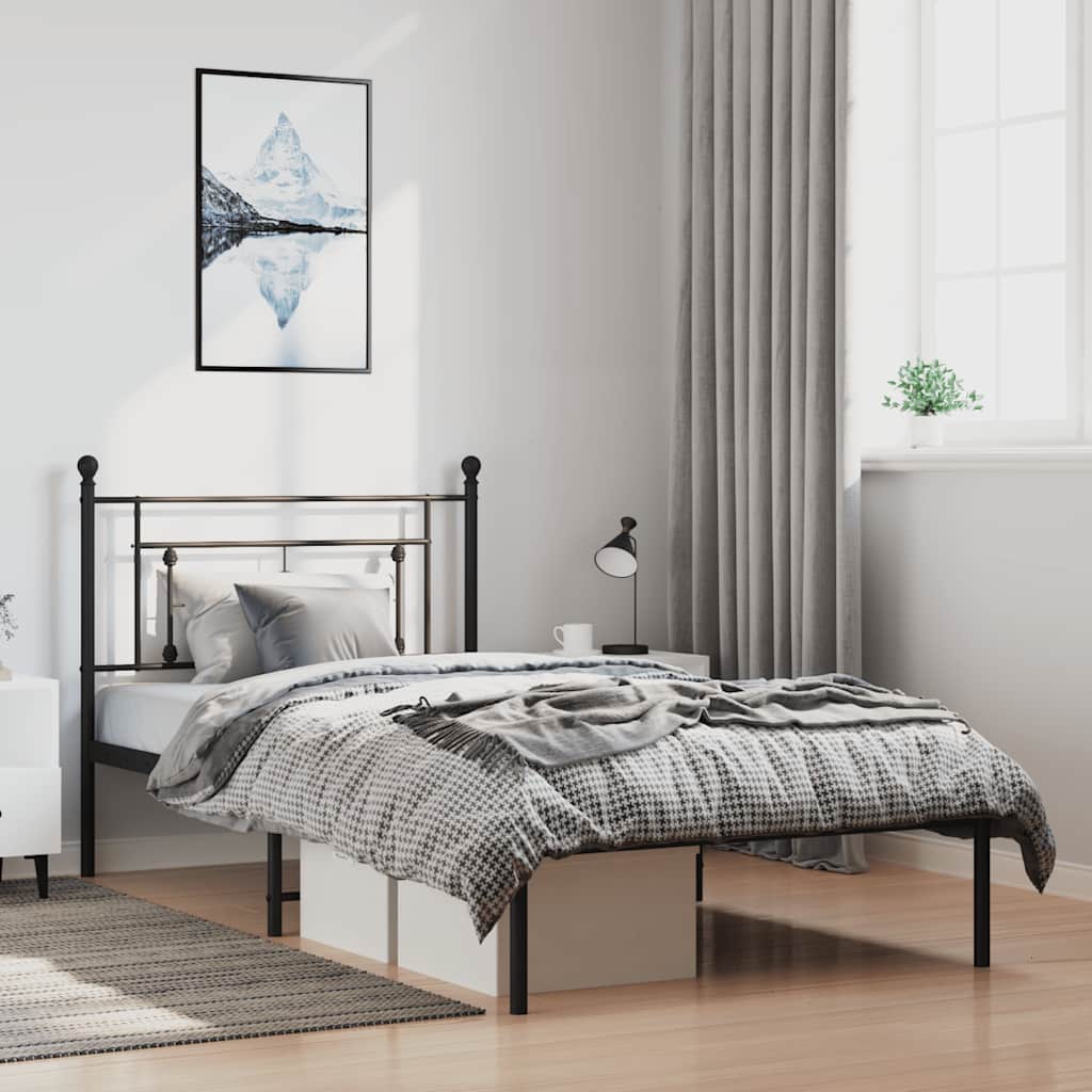 Giroletto con Testiera Metallo Nero 100x200 cm | homemem39