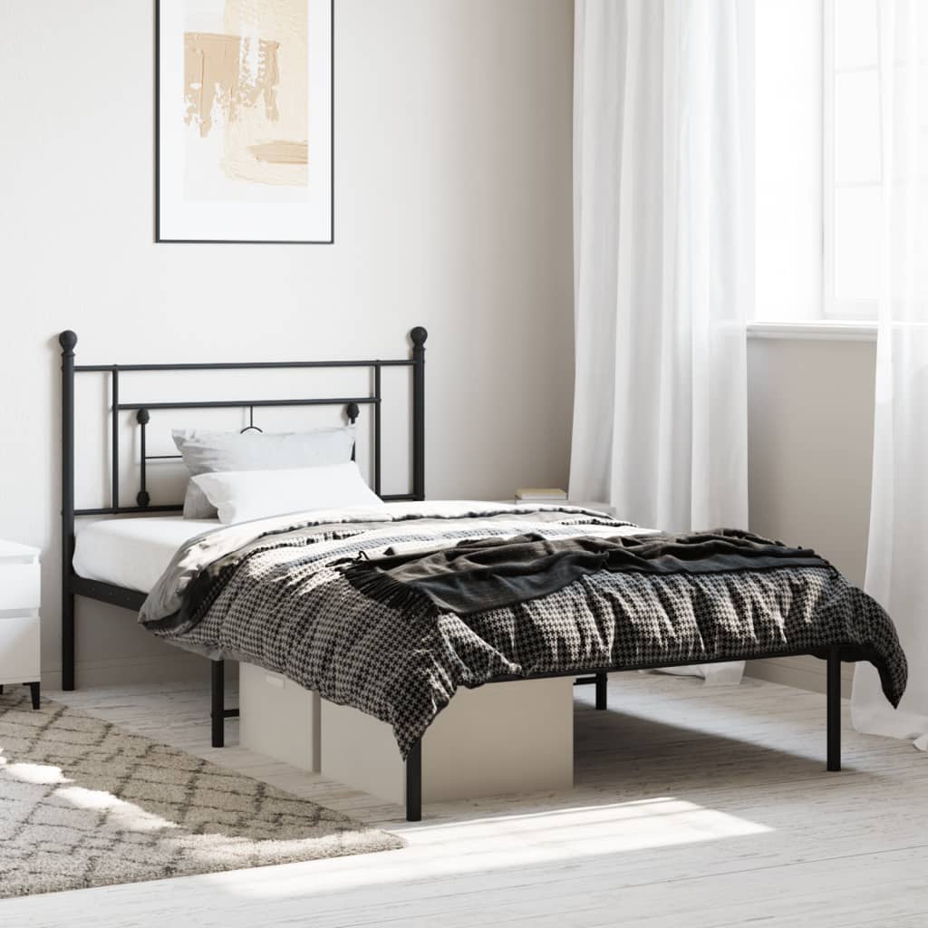 Giroletto con Testiera in Metallo Nero 107x203 cm | homemem39