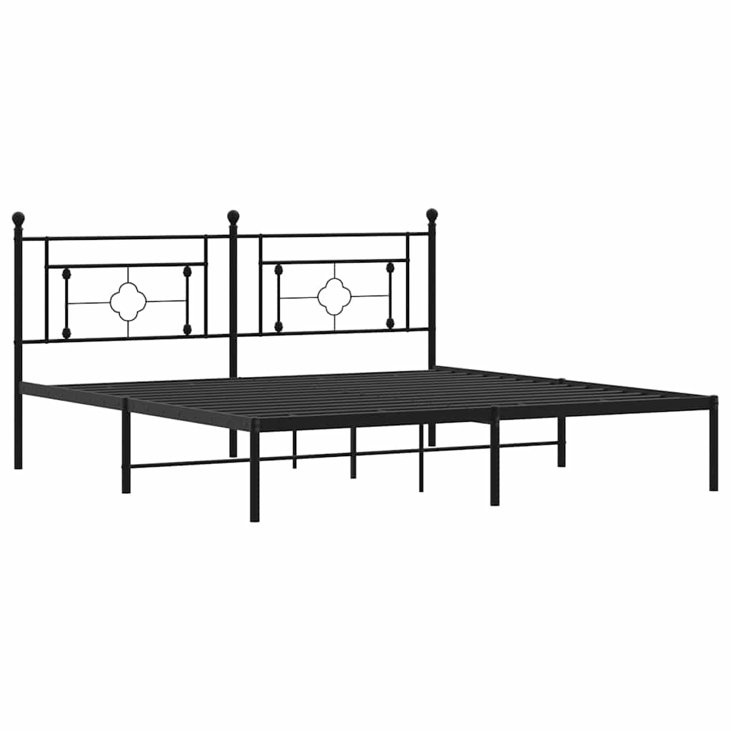Giroletto con Testiera in Metallo Nero 183x213 cm | homemem39