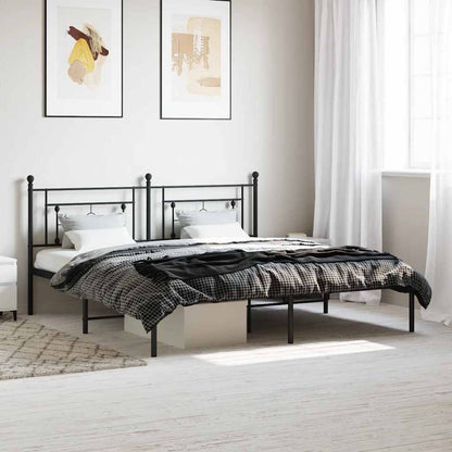 Giroletto con Testiera in Metallo Nero 183x213 cm | homemem39