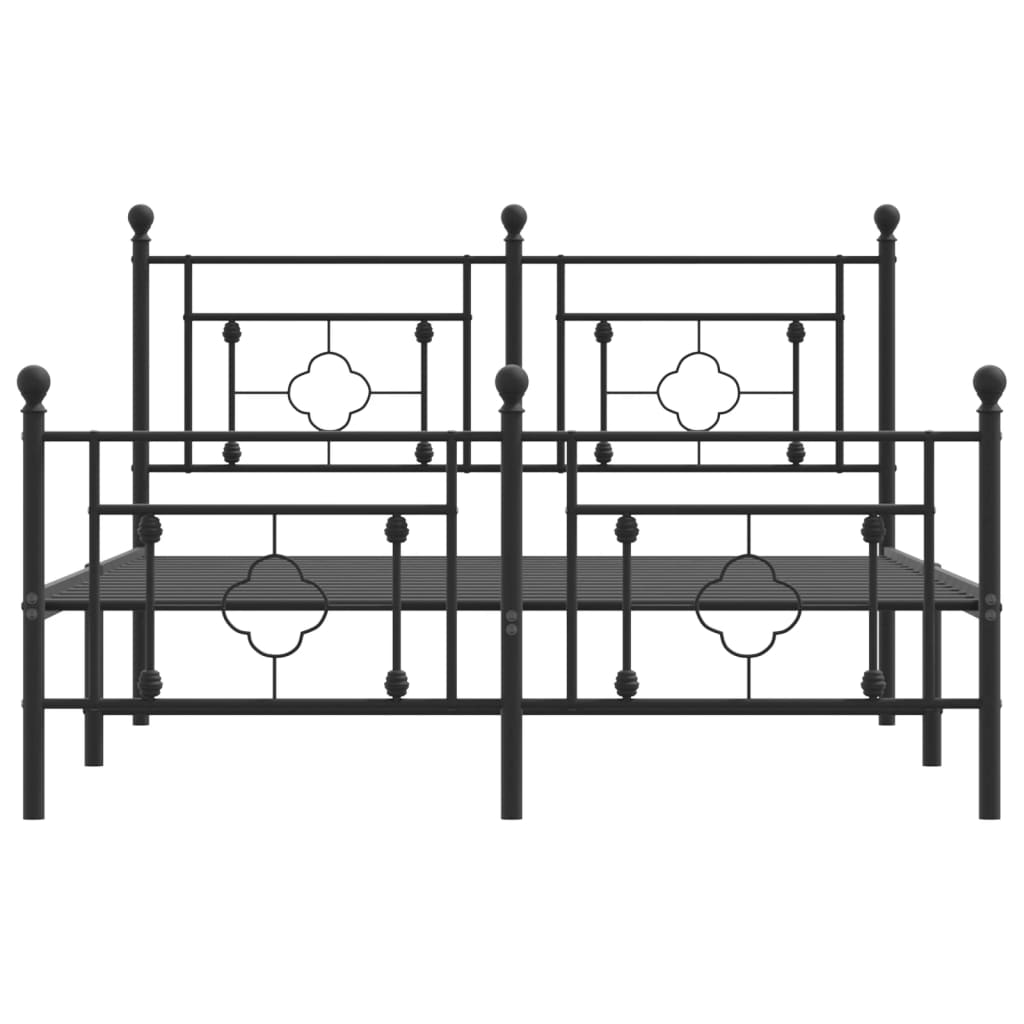 Giroletto con Testiera e Pediera Metallo Nero 135x190 cm - homemem39