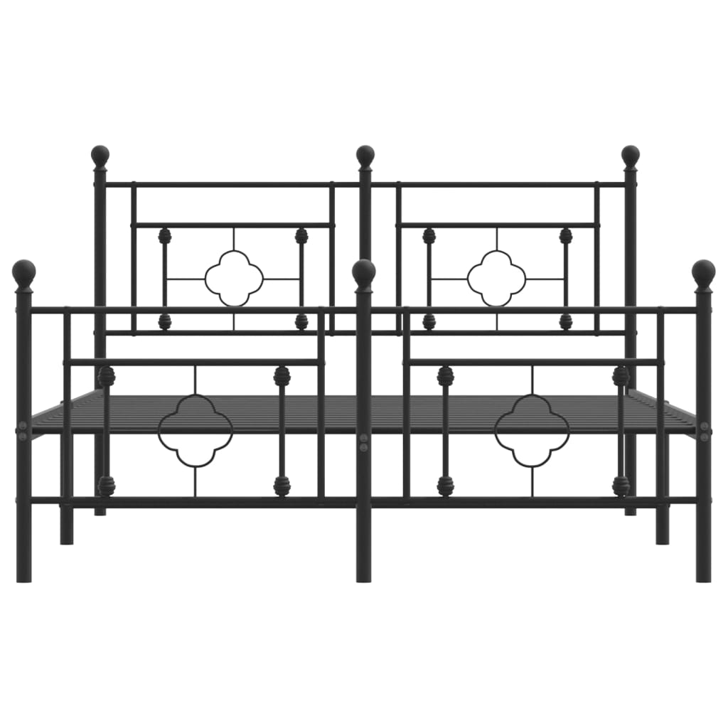 Giroletto con Testiera e Pediera Metallo Nero 140x190 cm - homemem39