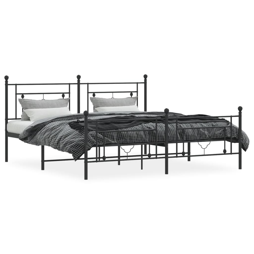 Giroletto con Testiera e Pediera Metallo Nero 183x213 cm | homemem39