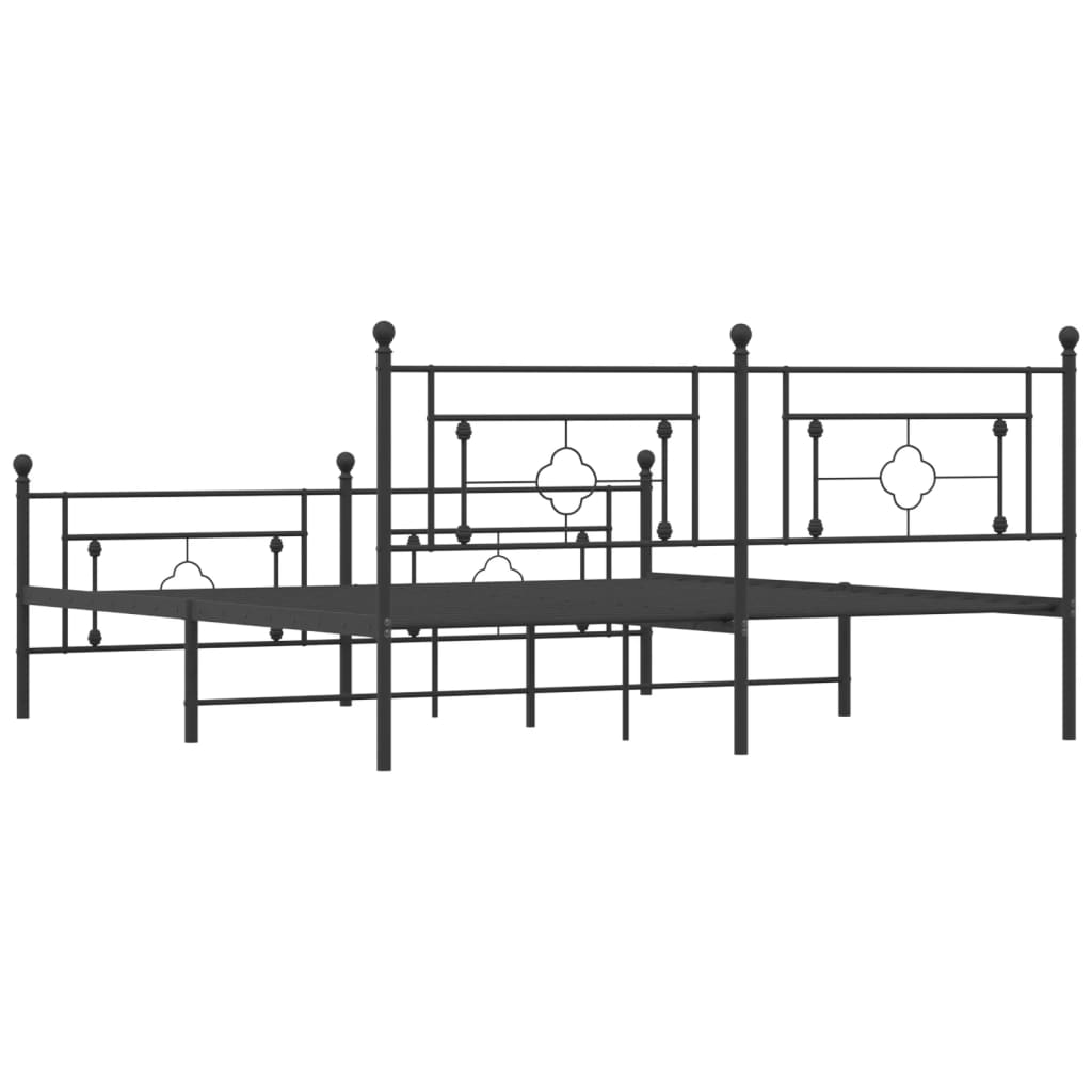 Giroletto con Testiera e Pediera Metallo Nero 183x213 cm | homemem39