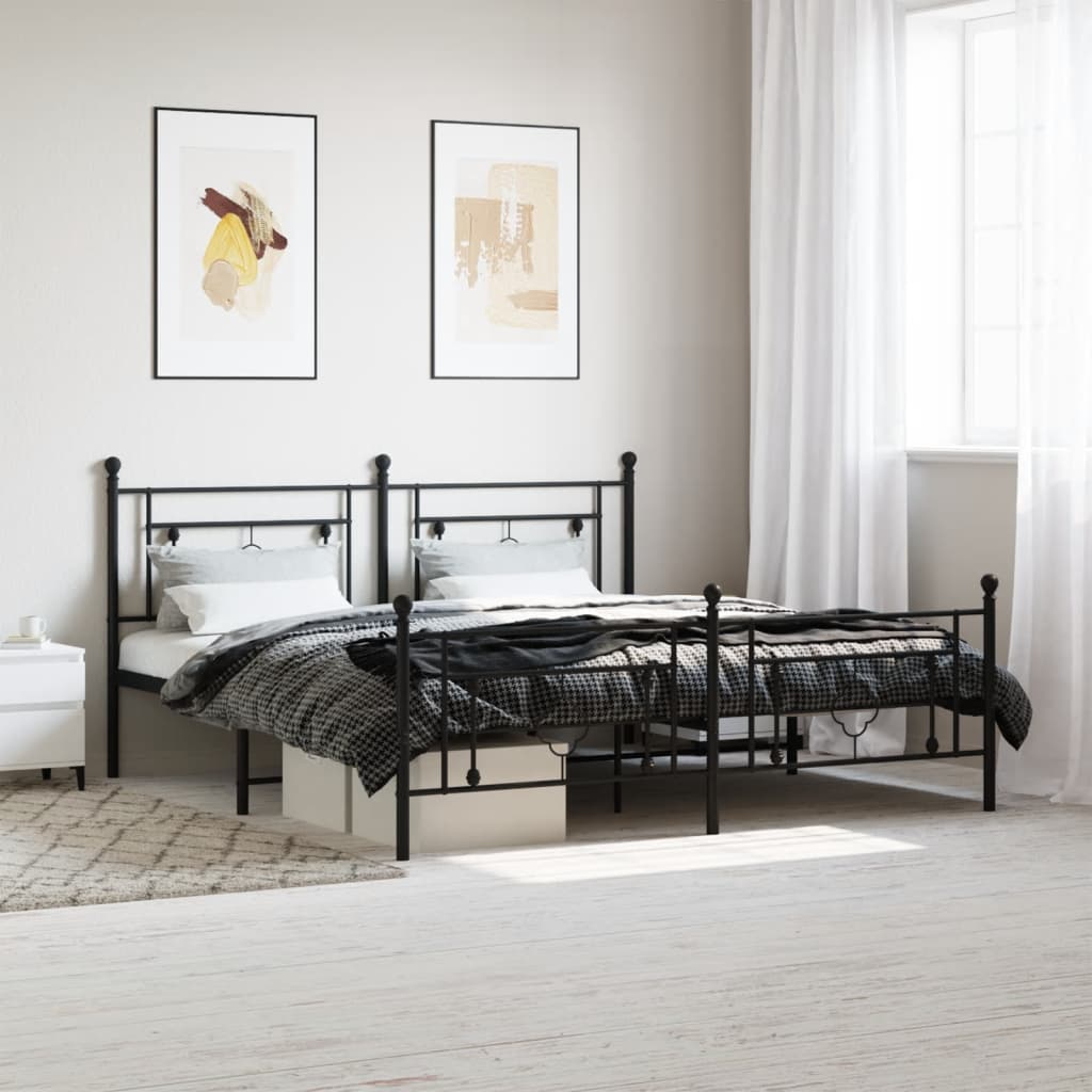 Giroletto con Testiera e Pediera Metallo Nero 183x213 cm | homemem39