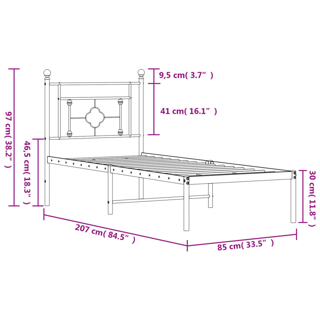 Giroletto con Testiera Metallo Bianco 80x200 cm | homemem39