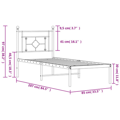 Giroletto con Testiera Metallo Bianco 80x200 cm | homemem39